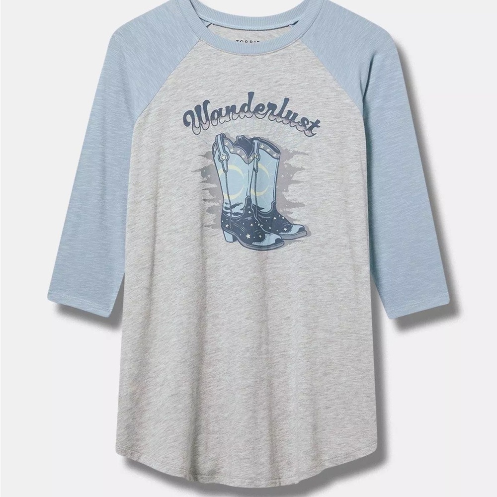 Torrid Wanderlust Raglan Tee - Blue and Gray